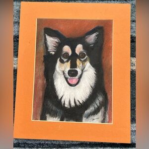 Hand drawn, Australian cattle dog. Matte cardboard framed